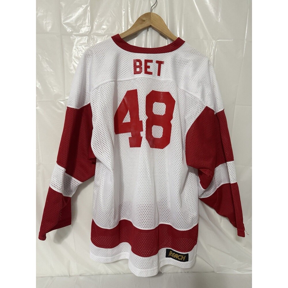 Vintage Coca-Cola Hockey Jersey Reach Sports Large White Red BET #48 Canada - Picture 2 of 5